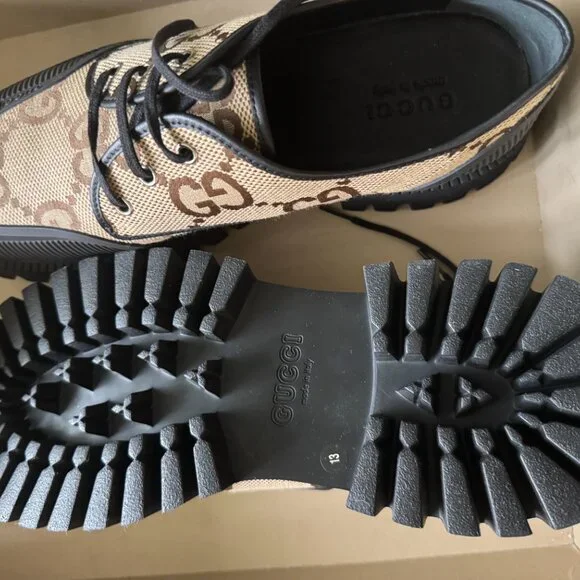 New Gucci Maxi GG Supreme Canvas Men Lace-Up Shoes - Picture 12 of 12